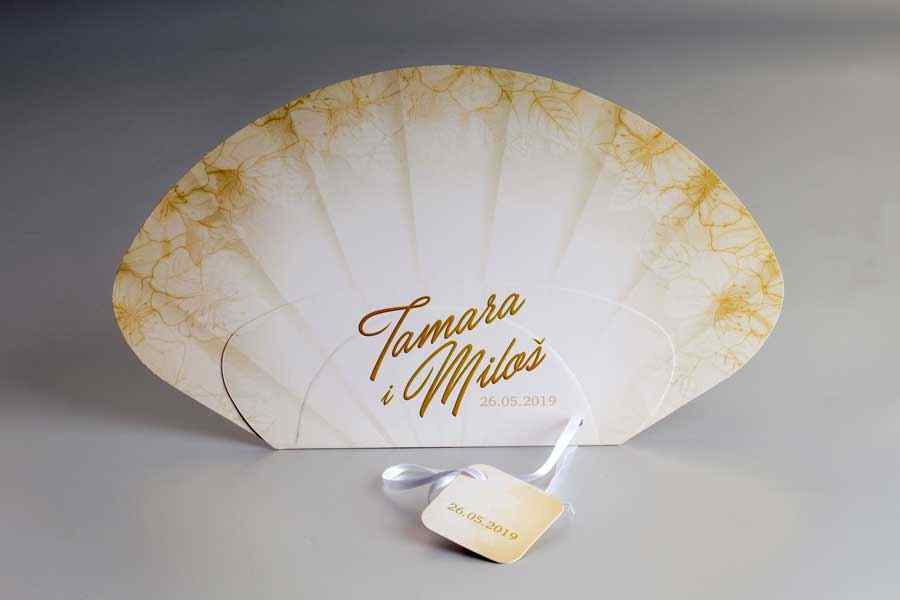 JEDNOBOJNE lepeze za venčanj, Svadbena lepeza u jednoj boji "Tamara & Miloš